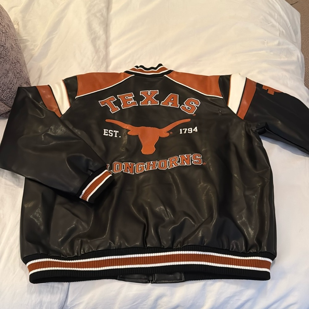 Texas longhorn leather bomber jacket